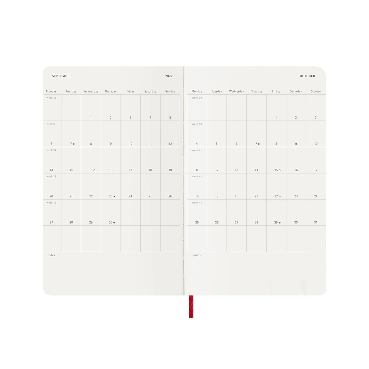 2026-27 18 Month Weekly Notebook Soft Cover Diary Large Scarlet Red - Image 5